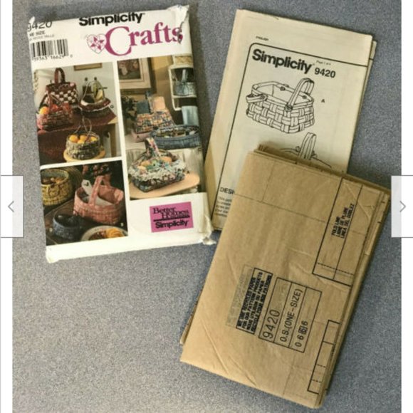 Simplicity Crafts #9420 Sewing Pattern for 11 Styles Woven Fabric Baskets 1995 - Picture 2 of 3